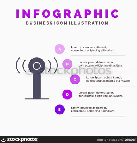 Service, Signal, Wifi Solid Icon Infographics 5 Steps Presentation Background