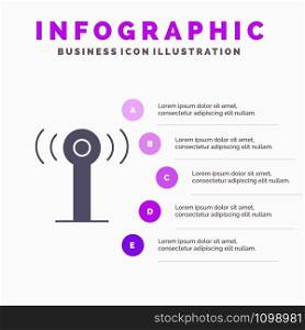 Service, Signal, Wifi Solid Icon Infographics 5 Steps Presentation Background