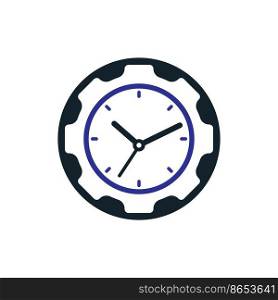 Service time vector logo design. Gear and analog clock icon vector design.	