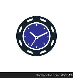 Service time vector logo design. Gear and analog clock icon vector design. 