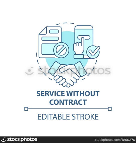 Service without contract blue concept icon. Waste collection service abstract idea thin line illustration. Online agreement. Sign up. Vector isolated outline color drawing. Editable stroke. Service without contract blue concept icon