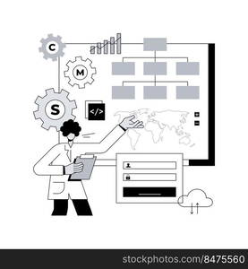 Services abstract concept vector illustration. Corporate website menu bar, products and services landing page, administrator panel links, website design, web development, CMS abstract metaphor.. Services abstract concept vector illustration.