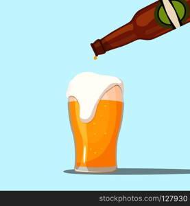 Serving a beer on a blue background