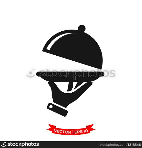 serving icon in trendy flat design, restaurant icon, dish icon, food of tray vector icon