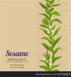 sesame plant vector pattern on color background
