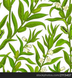 sesame plant vector pattern on white background
