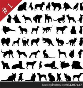 Set # 1 of different vector pets silhouettes for design use