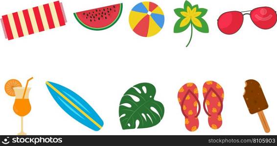 Set 2 of hello summer beach party elements Vector Image