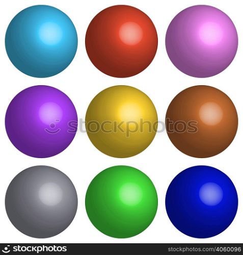 Set 3D balls with squares of black and white on a plane, sphere, vector