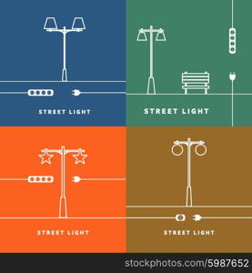 Set 4 vector street lights and socket icon. Set 4 vector street lights and socket icon.