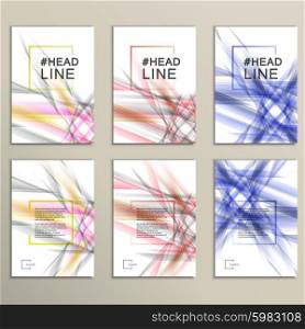 Set 6 vector abstract color wave design template. Set 6 vector abstract color wave design template.