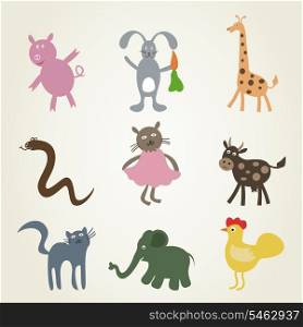 Set a cartoonof animals. A vector illustration