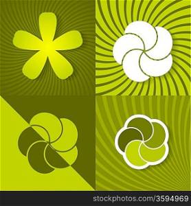 Set a green spring backgrounds with flowers