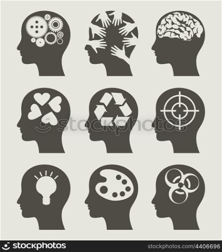 Set a head of the person. A vector illustration