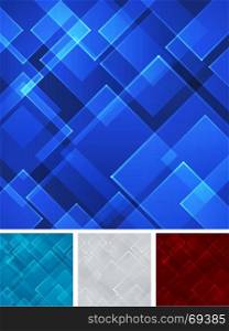 Set abstract blue red gray square shape technology laser background. Vector illustration