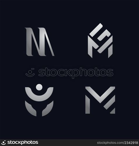 Set abstract business logo M flat logo vector design template
