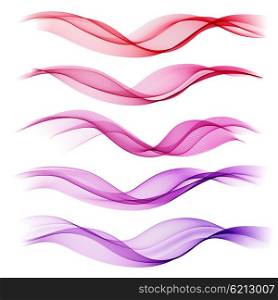 Set abstract color wave. Vector smoke lines.. Set abstract color wave. Color smoke wave. Transparent wave. Abstract smooth wave vector. Pink wave. Wave purple. Smoke pink wave. Vector Abstract lines.