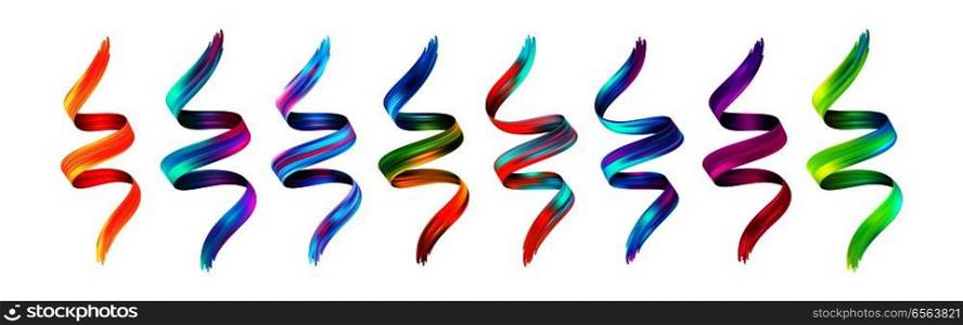 Set abstract colorful wave flow design elements. Vector illustration EPS10. Set abstract colorful wave flow design elements. Vector illustration