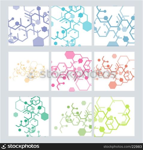 Set abstract modern pattern of hexagons circuits.. Set abstract modern pattern of hexagons circuits