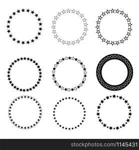 set abstract star circle icon on white background. flat style. star circle icon for your web site design, logo, app, UI. stars in circle symbol.