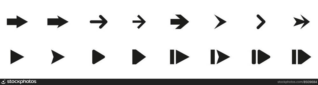 Set arrows flat icons. Vector simple flat icon. 