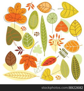 Set autumnal leaves vector image