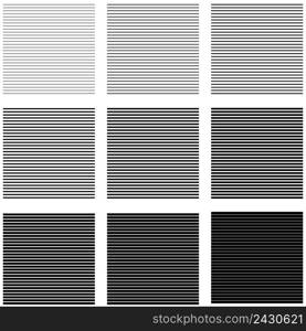 Set backgrounds horizontal lines and stripes with different thickness and intensity, the vector of the horizontal stripe for a pop art design