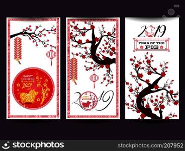 Set Banners for Chinese New Year of the pig 2026