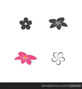 Set Beauty plumeria icon flowers design illustration Template