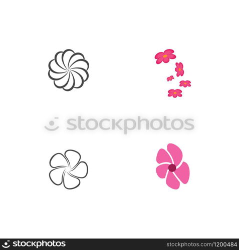 Set Beauty plumeria icon flowers design illustration Template