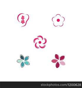 Set Beauty plumeria icon flowers design illustration Template