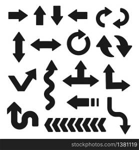 Set black arrows isolated on white background. Vector stock.