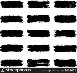 Set Black Brushstroke Paint. Use it in all your designs. Set of fifteen brushstroke black paint created in sketch drawing handmade technique. Quick and easy recolorable vector illustration graphic element