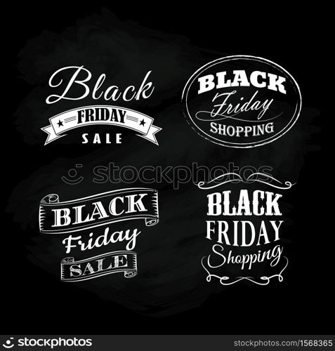 Set Black Friday blackboard calligraphic vintage ornaments designs vector