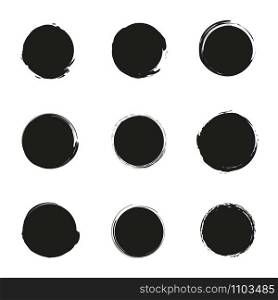 set black grunge circles on white background, vector. set black grunge circles on white background