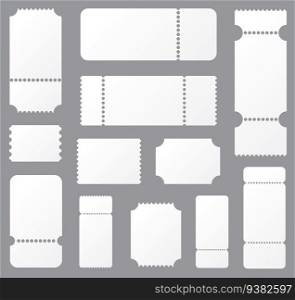Set blank ticket template. Concert ticket, lottery coupons. Vector coupon - stock vector.