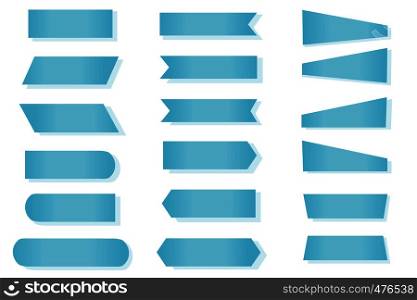 Set blue banner icons vector on the white background.