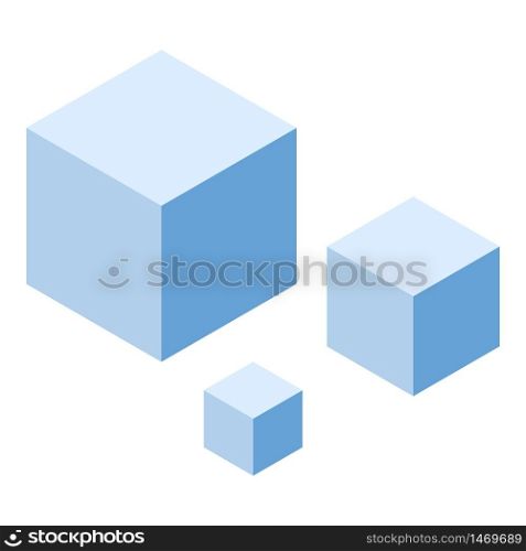 Set blue cubes icon. Isometric of set blue cubes vector icon for web design isolated on white background. Set blue cubes icon, isometric style