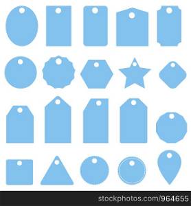 set blue price tags icon on white background. flat style. set price tags icon for your web site design, logo, app, UI. label symbol. gift tags sign.