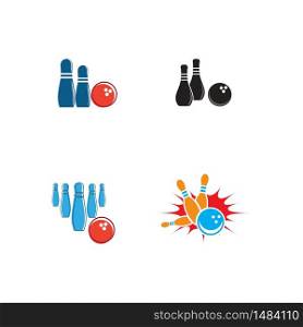 Set Bowling pin Logo Template vector icon illustration design