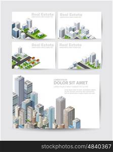 Set business card template. For real estate agencies, construction companies and creative background, tourist and urban companies