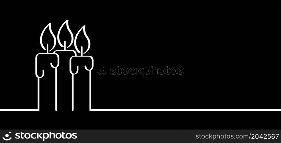 Set. Candle day on 11 december. Advent, light fire lamp. Drawing, burning candle flame Vector pictogram. Earth hour, burning memorial candles, Old candlestick. Christmas xmas time. Icon symbol.