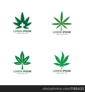 Set Cannabis marijuana hemp leaf logo and symbol