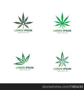 Set Cannabis marijuana hemp leaf logo and symbol