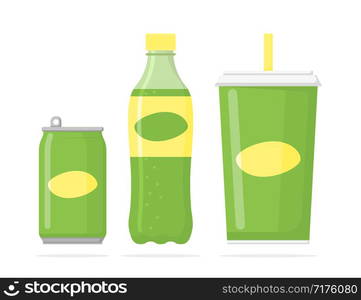 set cans and glass of drink with shadow. set cans and glass of drink, vector