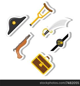 Set Cartoon Abstract Cartoon pirate items on a white background. Stock vector