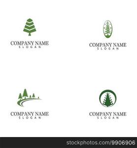 Set Cedar tree vector icon illustration design template