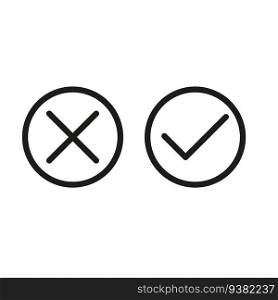 Set check mark and cross icons. True or false. Validation button icons. Vector illustration. stock image. EPS 10.. Set check mark and cross icons. True or false. Validation button icons. Vector illustration. stock image.