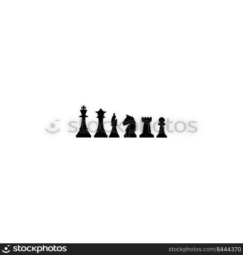 set chess icons vektor king quin rook bishop knight and pawn