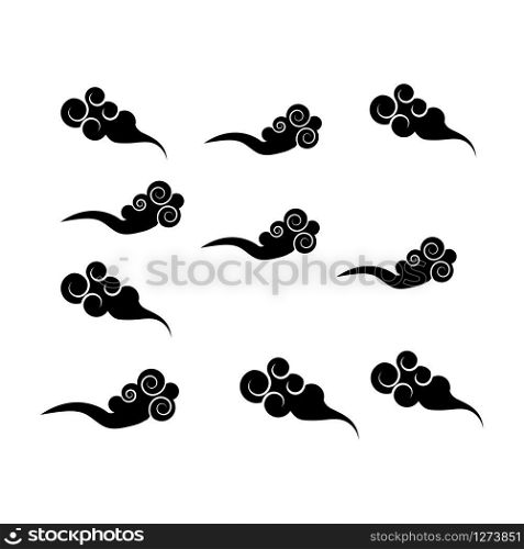 Set Chinese clouds icon Vector Illustration design Logo template